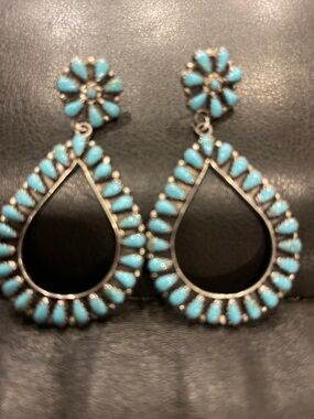 Turquoise Teardrop Cluster Earrings - Women Jewelry